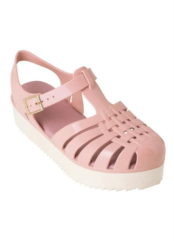 Perfecta - Sandália Nude com Solado Plataforma