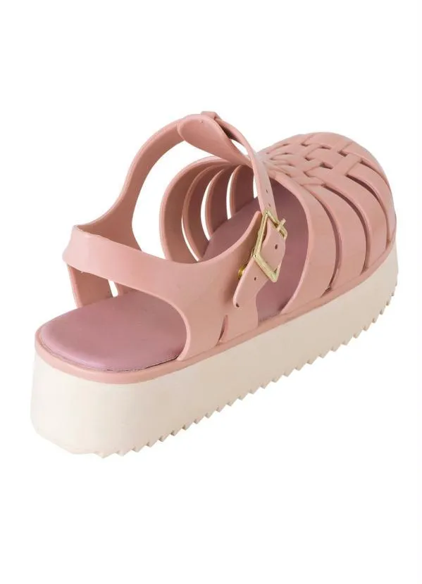 Perfecta - Sandália Nude com Solado Plataforma 2