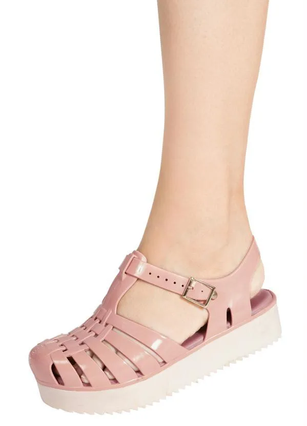 Perfecta - Sandália Nude com Solado Plataforma 5