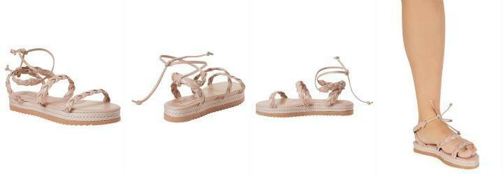 Sandlia Nude com Tiras Tranadas