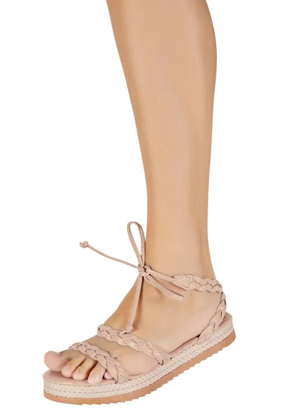Perfecta - Sandália Nude com Tiras Trançadas 5