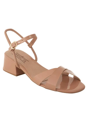 Perfecta - Sandália Nude em Sintético Verniz - PERFECTA