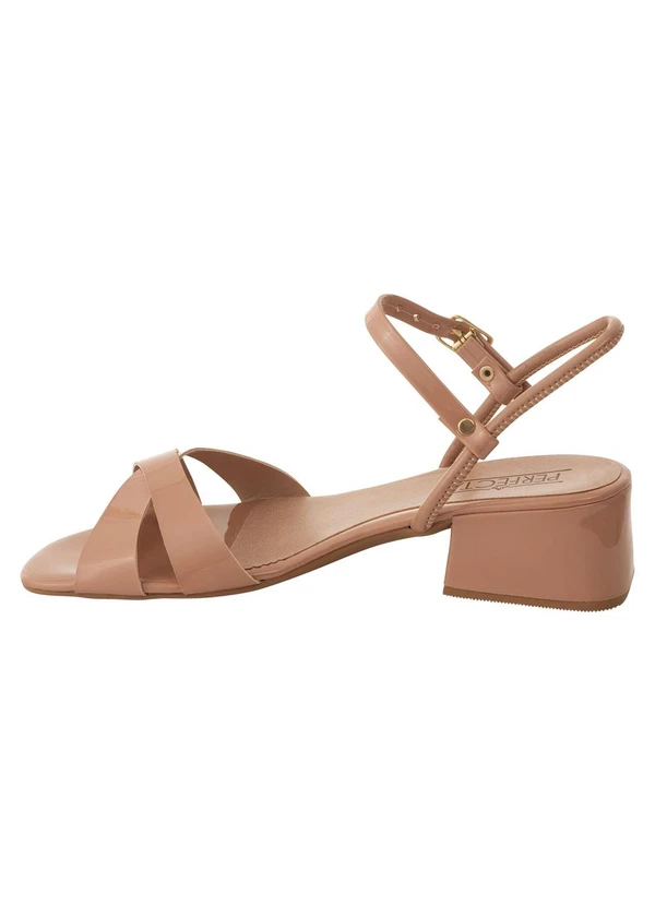 Perfecta - Sandália Nude em Sintético Verniz 3