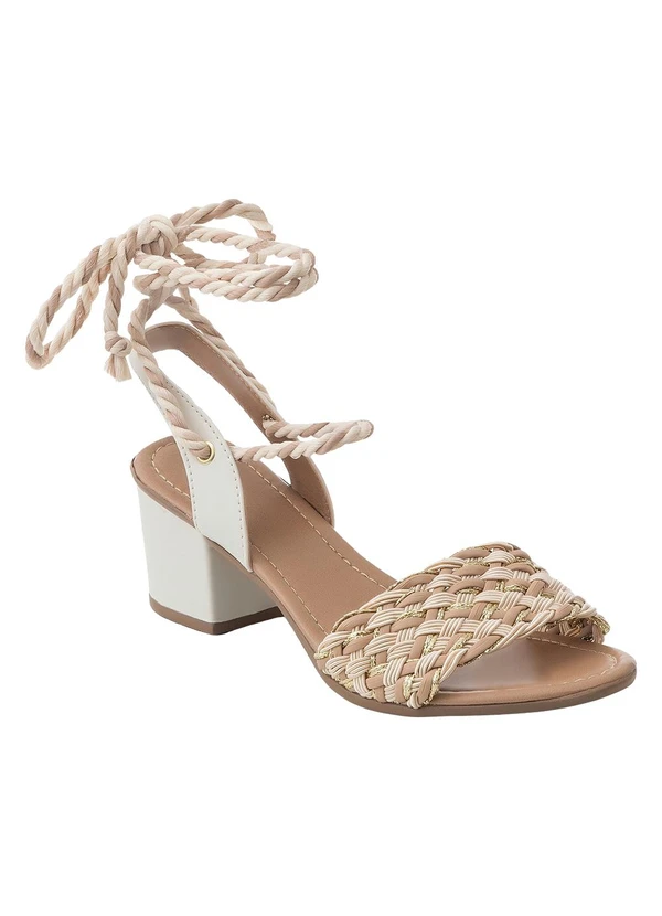 Perfecta - Sandália Off White com Amarração 3