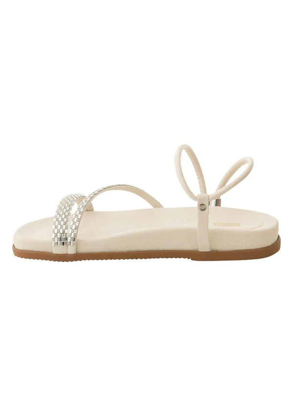Perfecta - Sandália Off White com Aplicação de Strass 3