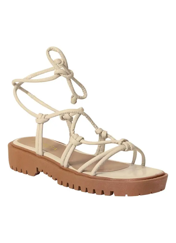 Perfecta - Sandália Off White em Sisntético 3