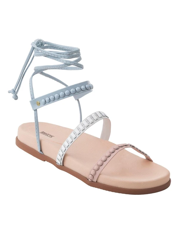 Perfecta - Sandália Papete Azul com Amarração