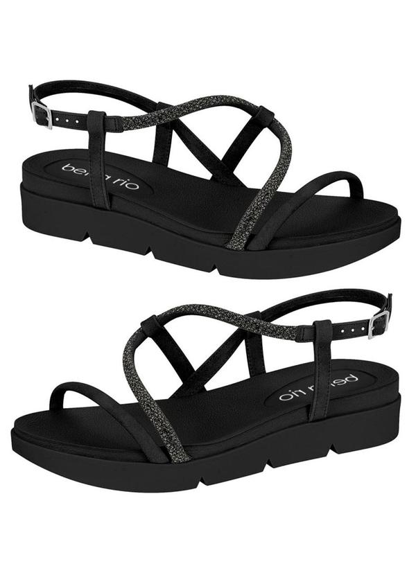 Rovitex - Sandália Papete com Tiras de Brilho Preto 3