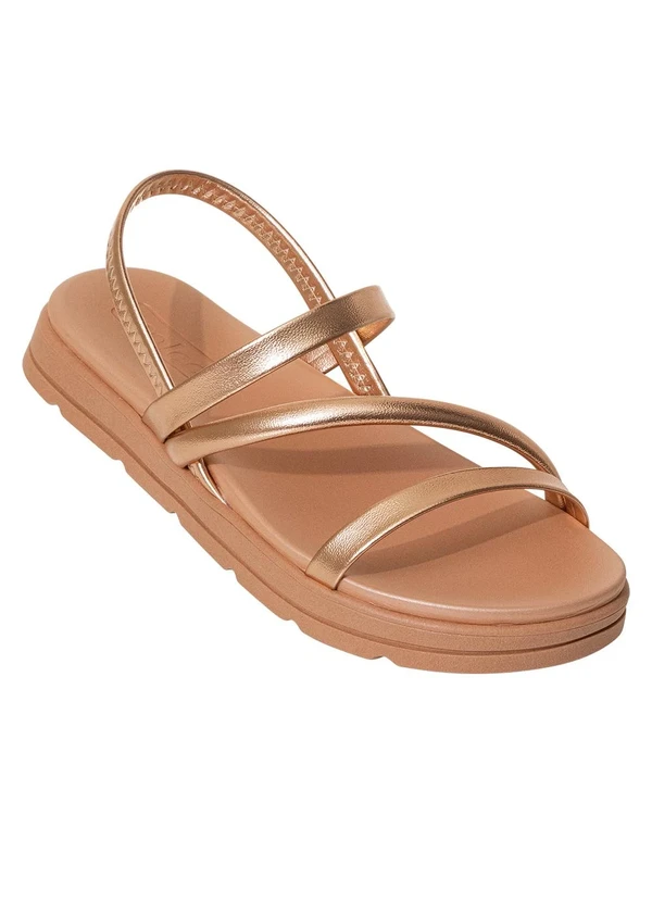 Sandália Papete Moleca Ouro Rosado em Sintético Multimarcas