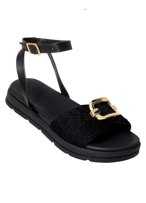 Sandália Papete Moleca (Preta) em Sintético - MOLECA