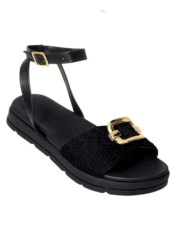 Moleca - Sandália Papete Moleca Preta em Sintético