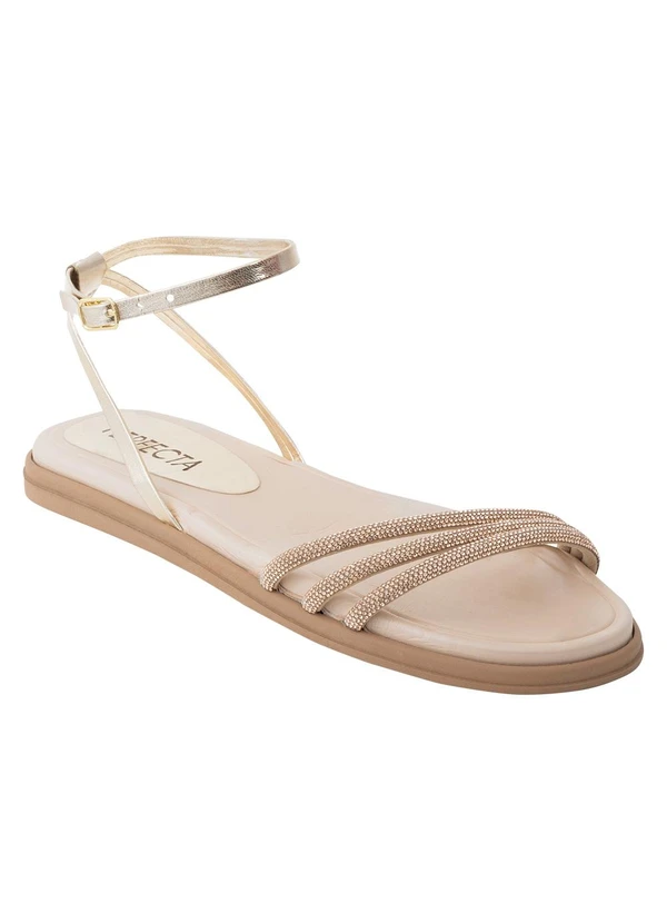 Perfecta - Sandália Papete Ouro Light com Strass 2