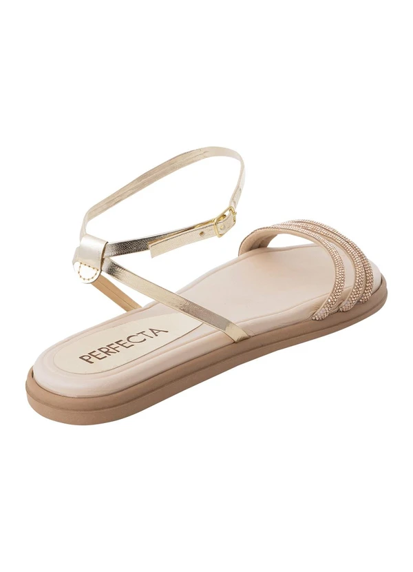 Perfecta - Sandália Papete Ouro Light com Strass 3