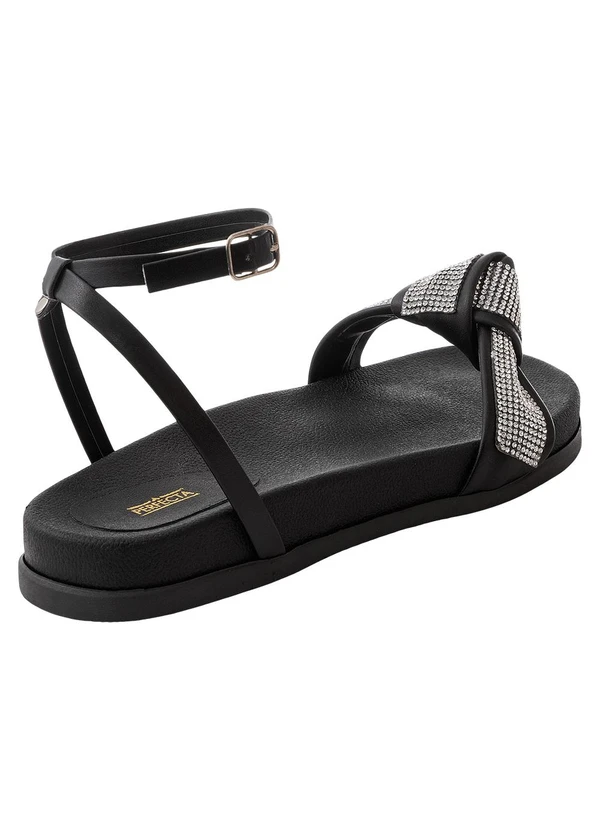 Perfecta - Sandália Papete Preta com Strass 2