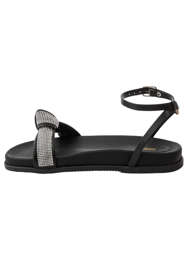 Perfecta - Sandália Papete Preta com Strass 3
