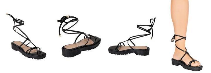 Sandlia Preta com Amarrao