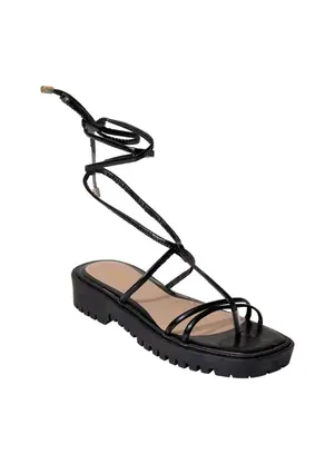 Perfecta - Sandália Preta com Amarração - PERFECTA