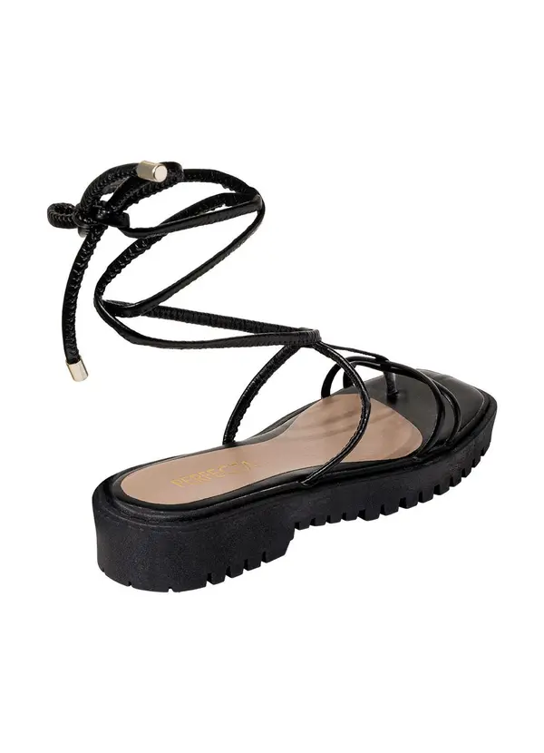 Perfecta - Sandália Preta com Amarração 2