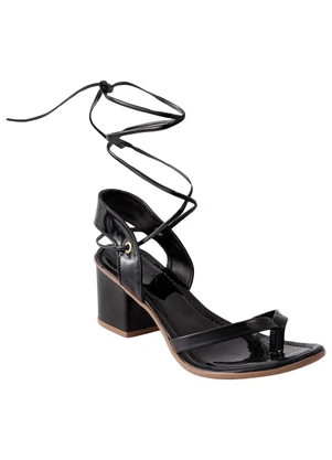 Perfecta - Sandália Preta com Amarração - PERFECTA