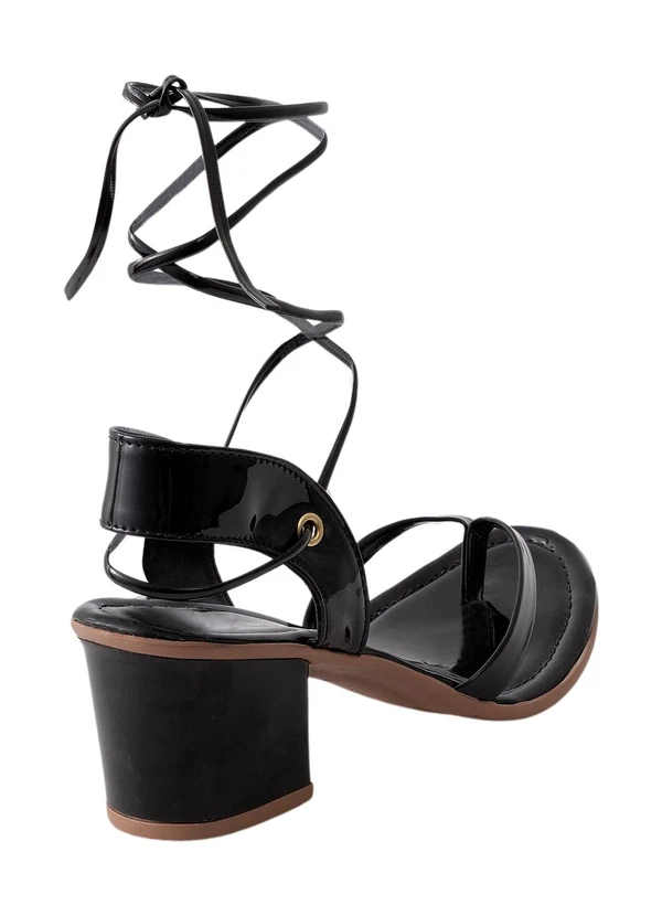 Perfecta - Sandália Preta com Amarração 2