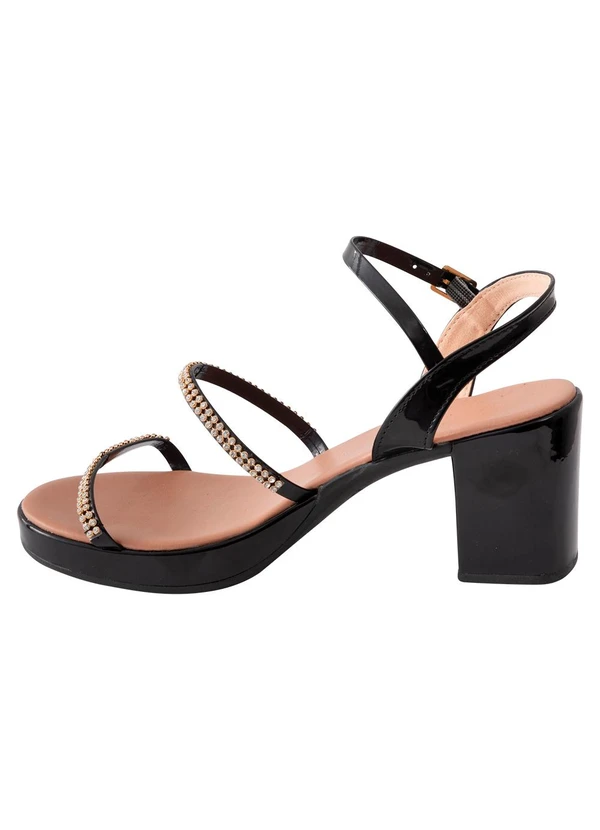 Perfecta - Sandália Preta com Detalhe de Strass 3