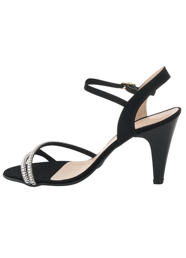 Perfecta - Sandália Preta com Detalhe de Strass 3