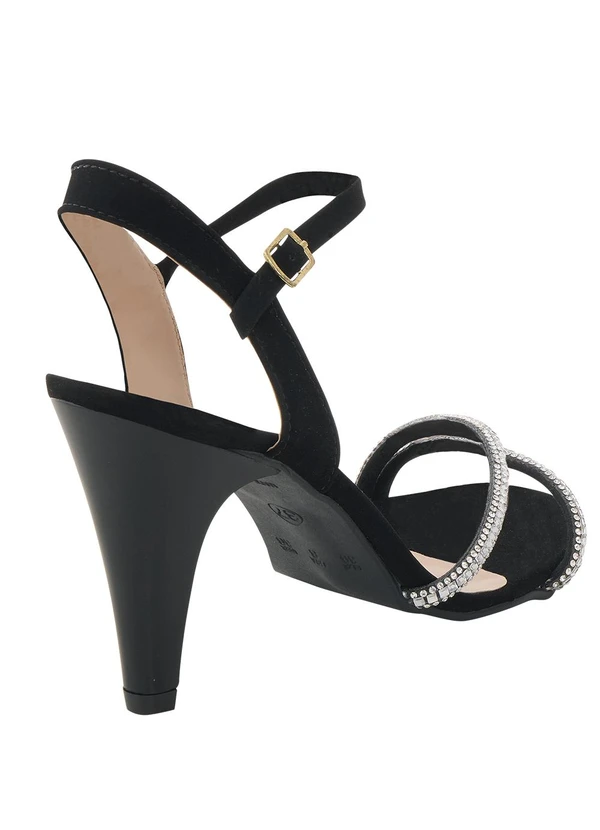 Perfecta - Sandália Preta com Detalhe de Strass 4