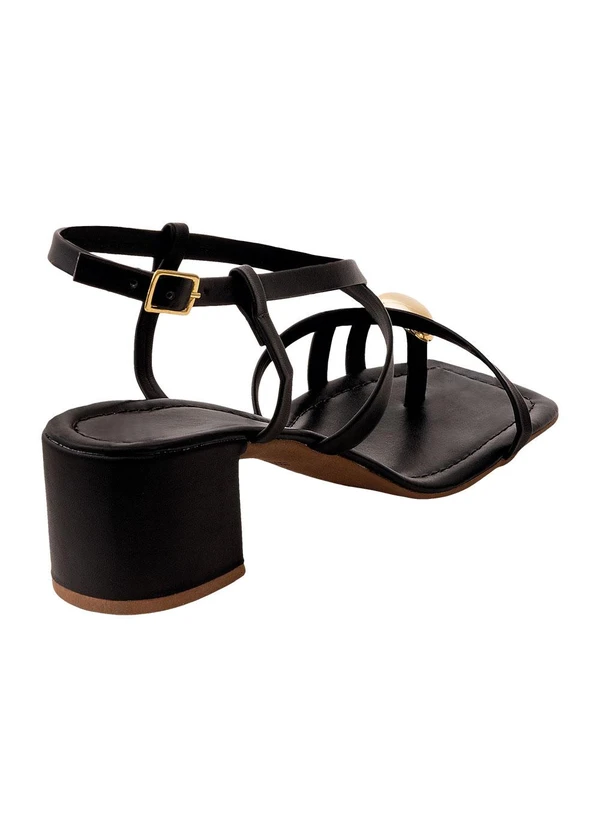 Perfecta - Sandália Preta com Detalhe Dourado 2