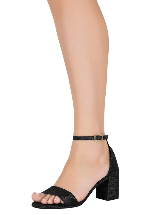Perfecta - Sandália Preta com Detalhes em Gliter 5