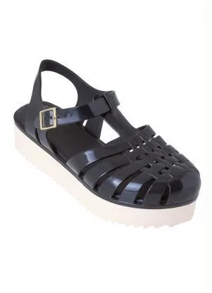 Perfecta - Sandália Preta com Solado Plataforma - PERFECTA