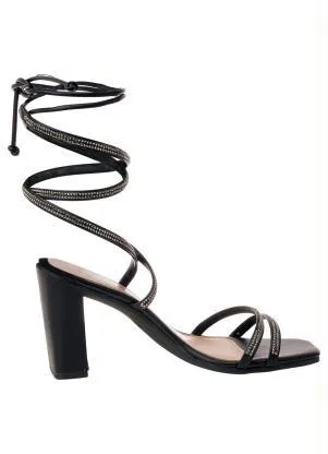 Perfecta - Sandália Preta com Strass - PERFECTA