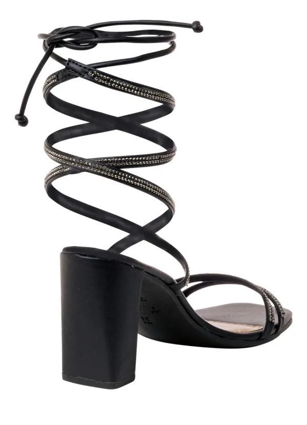 Perfecta - Sandália Preta com Strass 2