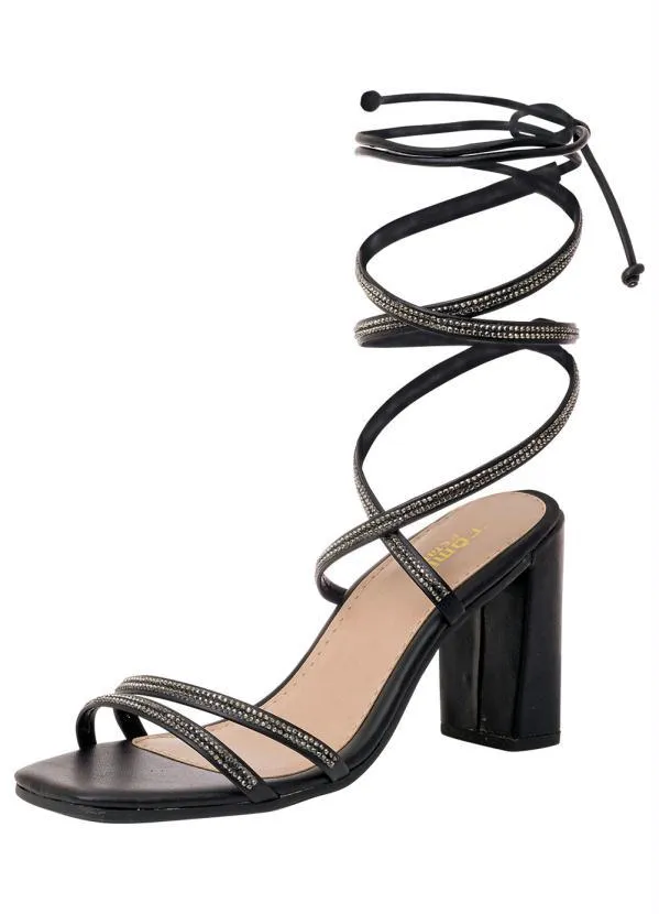 Perfecta - Sandália Preta com Strass 3