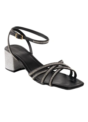 Perfecta - Sandália Preta com Strass - PERFECTA