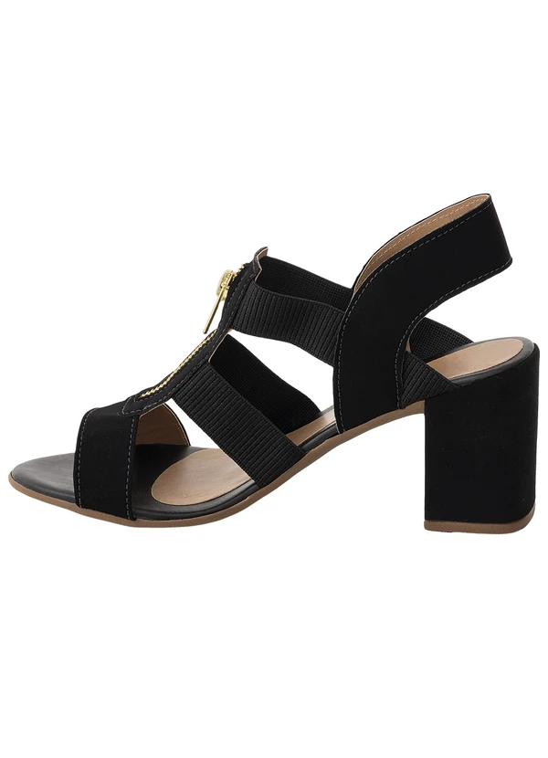 Perfecta - Sandália Preta com Zíper Dourado 2