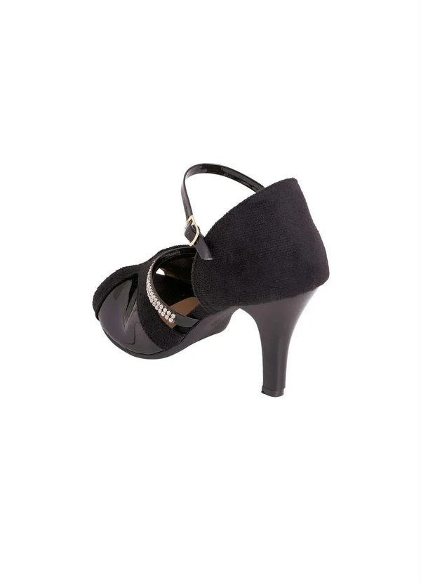 Perfecta - Sandália Preta em Camurça com Verniz 2