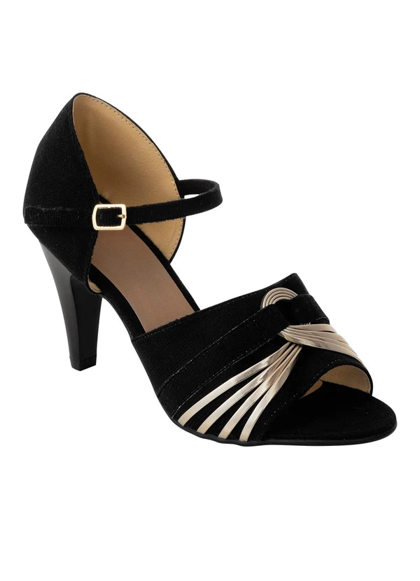 Perfecta - Sandália Preta em Camurça Sintética 2