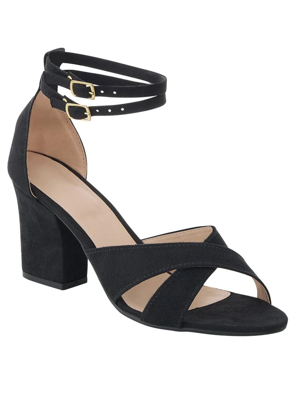 Perfecta - Sandália Preta em Camurça Sintética 2