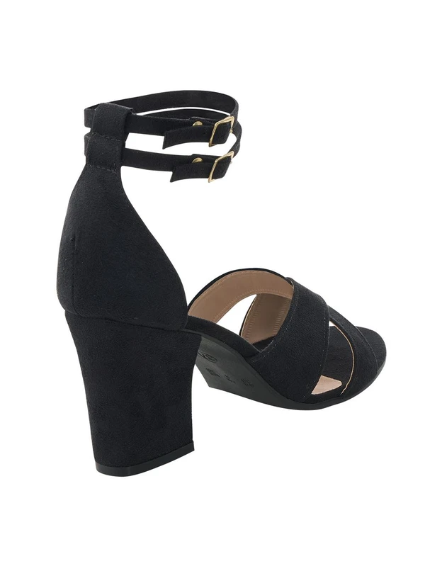 Perfecta - Sandália Preta em Camurça Sintética 4