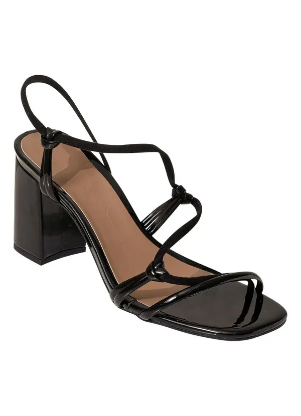 Perfecta - Sandália Preta em Sintético Verniz com Nobuck 3