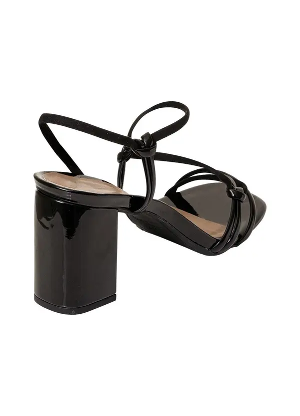 Perfecta - Sandália Preta em Sintético Verniz com Nobuck 4