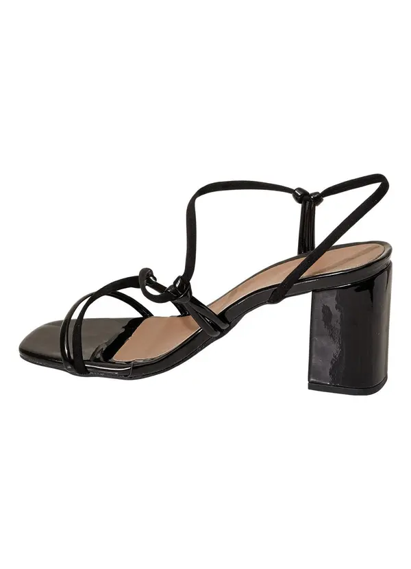 Perfecta - Sandália Preta em Sintético Verniz com Nobuck 5