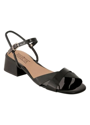 Perfecta - Sandália Preta em Sintético Verniz - PERFECTA