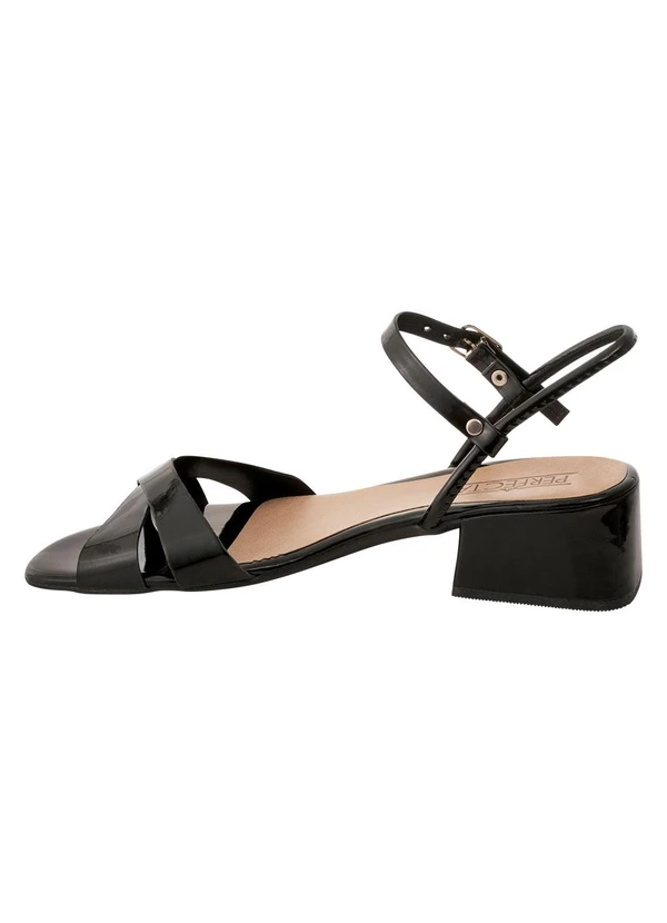 Perfecta - Sandália Preta em Sintético Verniz 3