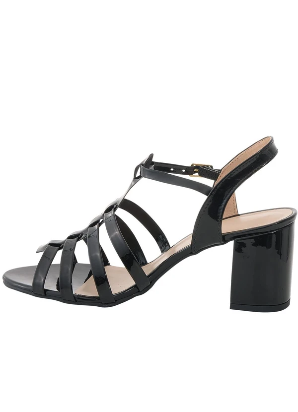 Perfecta - Sandália Preta em Sintético Verniz 3