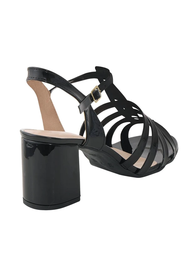 Perfecta - Sandália Preta em Sintético Verniz 4