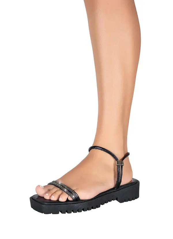 Perfecta - Sandália Preta em Sintético 5