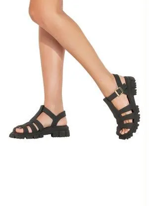 Perfecta - Sandália Preto em Pvc Micro Expandido - PERFECTA