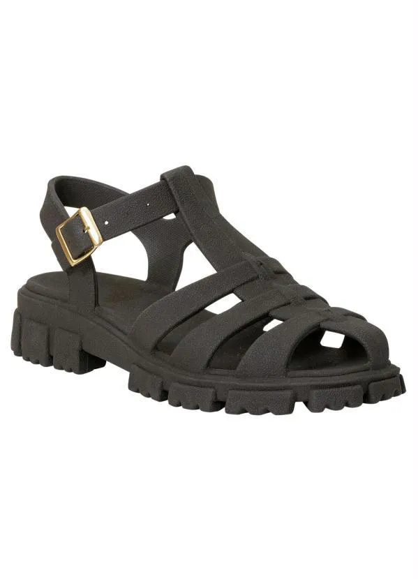 Perfecta - Sandália Preto em Pvc Micro Expandido 3