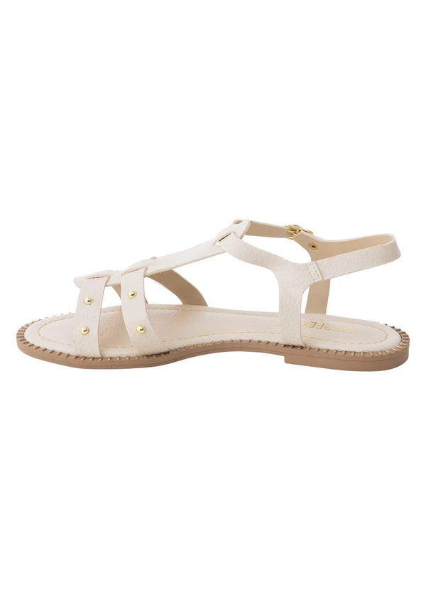 Perfecta - Sandália Rasteira Off White com Tachas 3